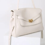 Women's Vintage Leather Shoulder Satchel Bag In Gold Hardware