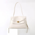 Women's Vintage Leather Shoulder Satchel Bag In Gold Hardware