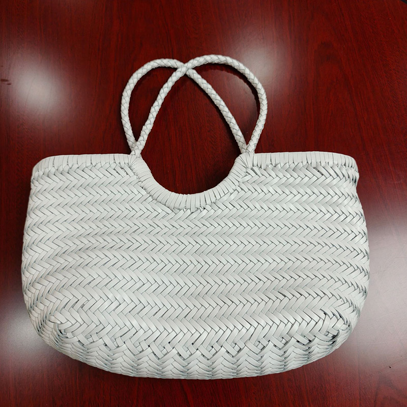 Sac fourre-tout vintage en cuir de grain supérieur tressé pour femmes
