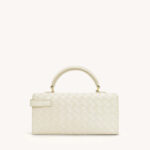 Sac à main en cuir véritable tissé pour femmes avec fermeture en or