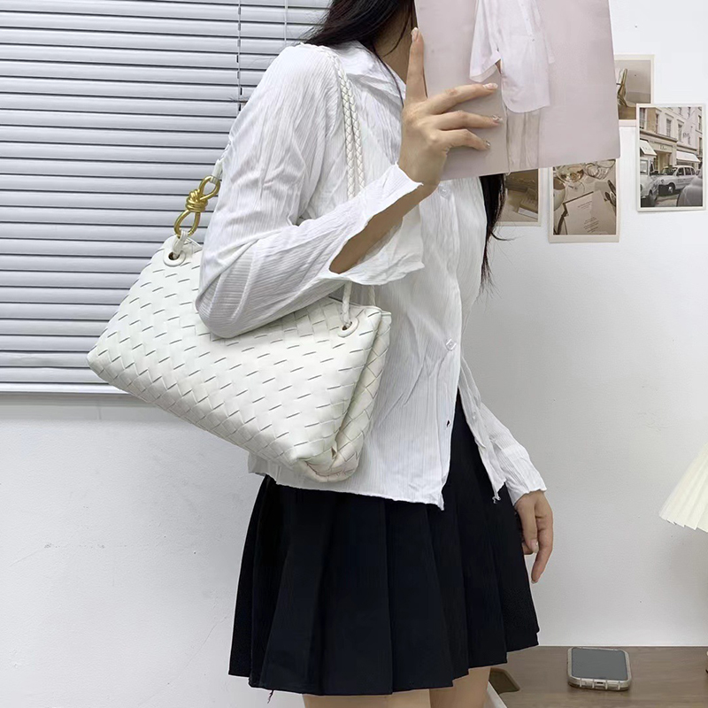 Women's Woven Leather Bow Rope Crossbody Shoulder Handbag
