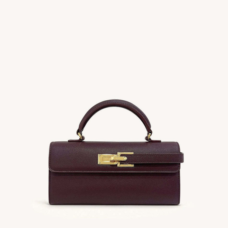 Sac à main en cuir véritable pour femmes avec fermeture en or