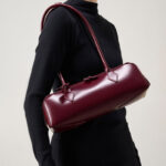 Sac baguette à bandoulière en cuir véritable pour femmes