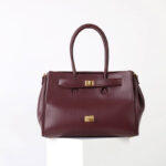 Women's Vintage Cowhide Leather Shoulder Tote Bag With Lock Closure