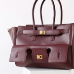 Women's Vintage Cowhide Leather Shoulder Tote Bag With Lock Closure