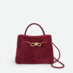 Femmes Vintage Lambswool Plush Metal Bow Shoulder Crossbody Handbag