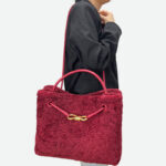 Femmes Vintage Lambswool Plush Metal Bow Shoulder Crossbody Handbag