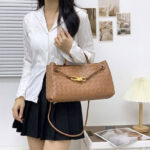 Women's Woven Leather Bow Rope Crossbody Shoulder Handbag