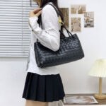 Women's Woven Leather Bow Rope Crossbody Shoulder Handbag