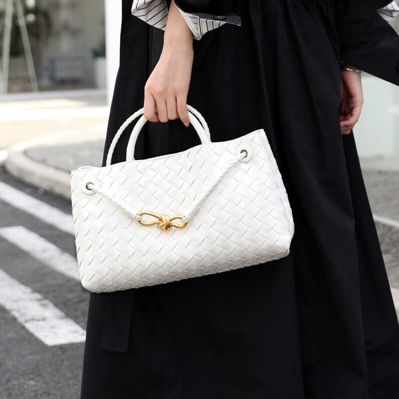 Women's Woven Leather Bow Rope Crossbody Shoulder Handbag