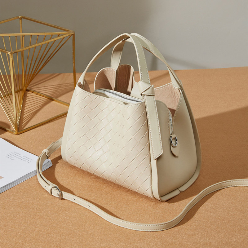 Sac à main en cuir tressé pour femmes, à bandoulière