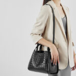 Sac à main en cuir tressé pour femmes, à bandoulière