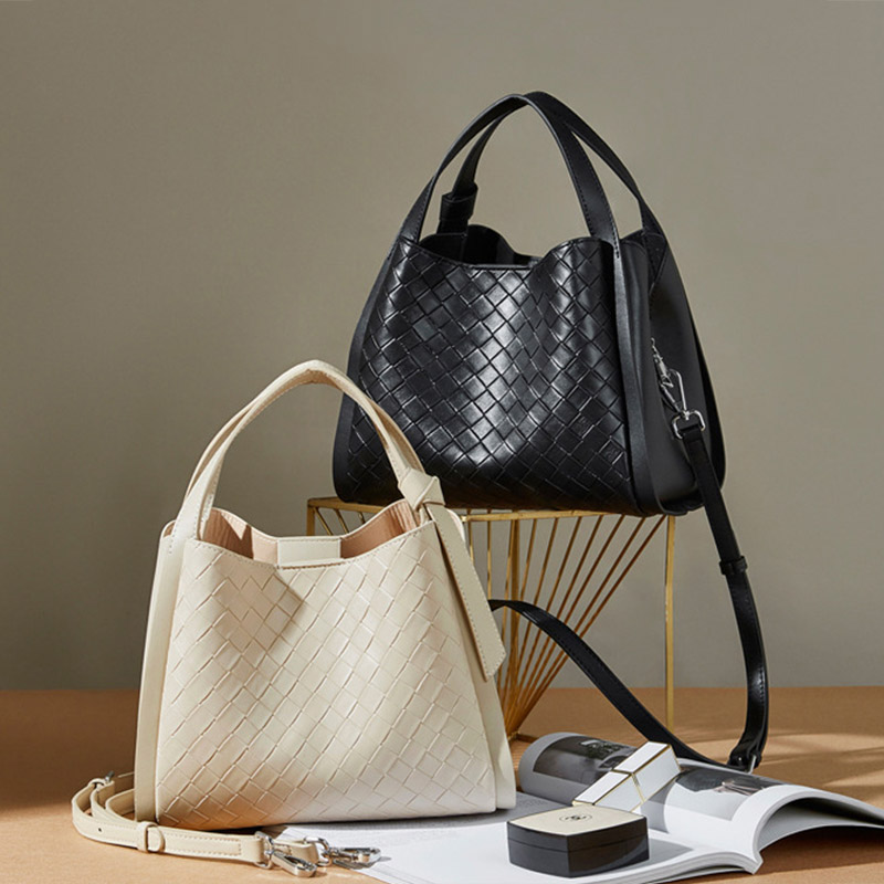 Sac à main en cuir tressé pour femmes, à bandoulière