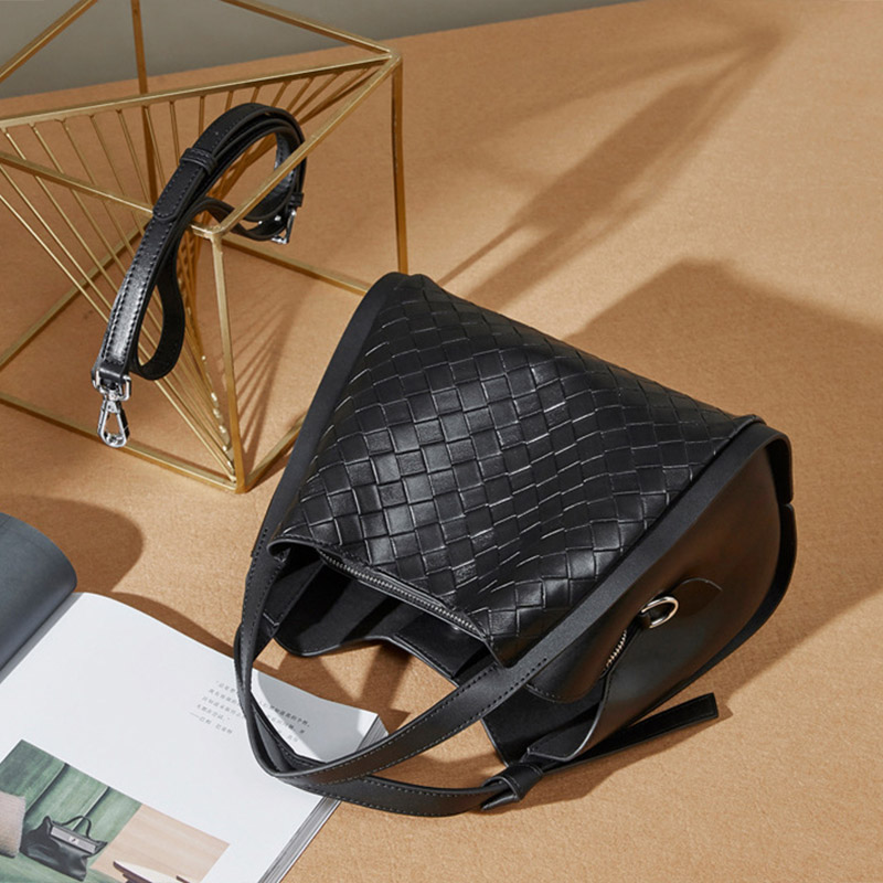 Sac à main en cuir tressé pour femmes, à bandoulière