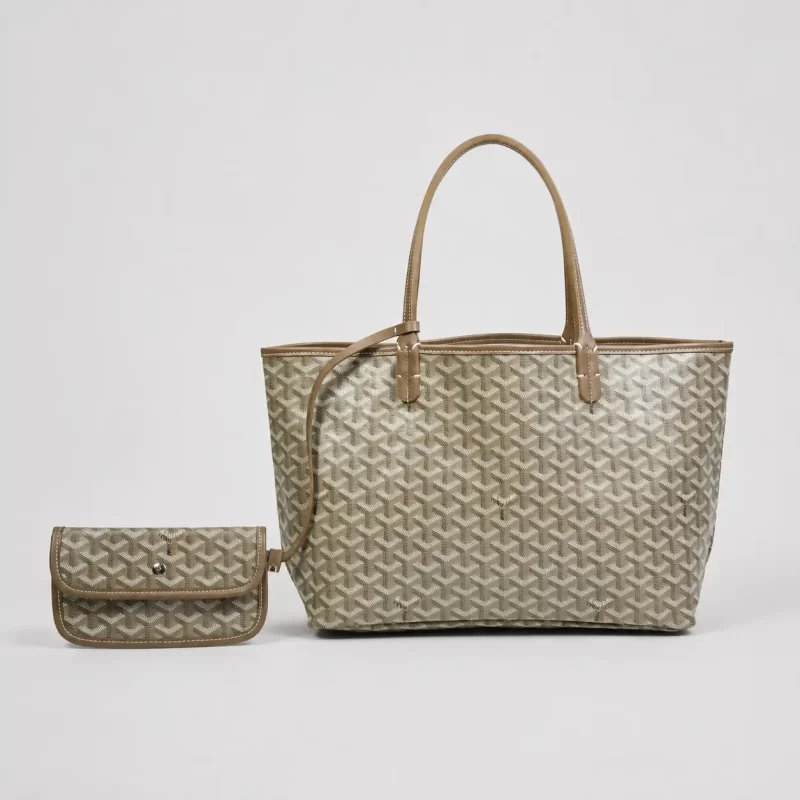Women’s Split Leather PVC Canvas Geometric Printed Tote Bag