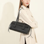 Women's Cowhide Leather Pillow-Shaped Minimalist Baguette Bag