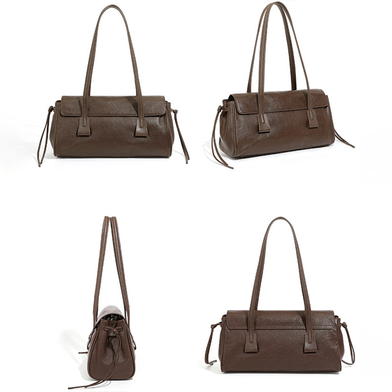 Women's Cowhide Leather Pillow-Shaped Minimalist Baguette Bag