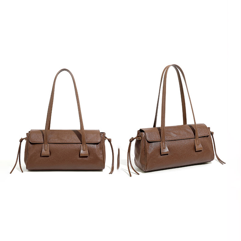 Women's Cowhide Leather Pillow-Shaped Minimalist Baguette Bag