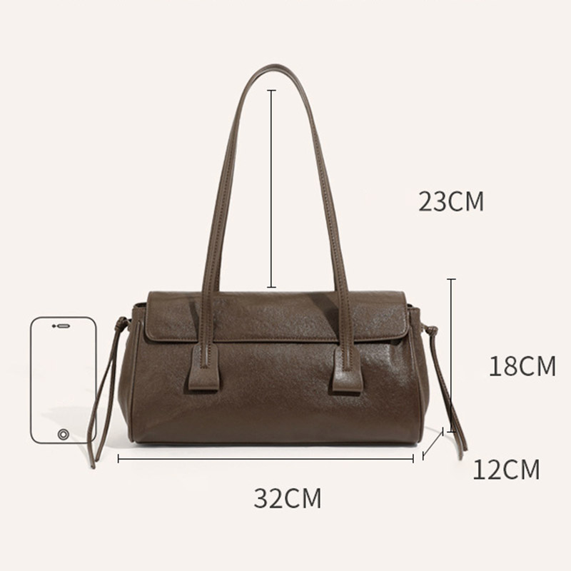 Women's Cowhide Leather Pillow-Shaped Minimalist Baguette Bag