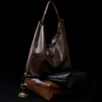 Women's Minimalist Cowhide Leather Hobo Shoulder Bag With Magnetic Closure