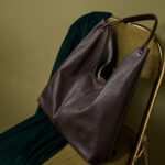Women's Minimalist Cowhide Leather Hobo Shoulder Bag With Magnetic Closure