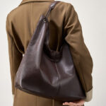 Women's Minimalist Cowhide Leather Hobo Shoulder Bag With Magnetic Closure