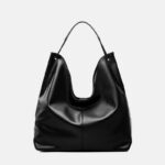 Women's Minimalist Cowhide Leather Hobo Shoulder Bag With Magnetic Closure