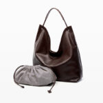 Women's Minimalist Cowhide Leather Hobo Shoulder Bag With Magnetic Closure