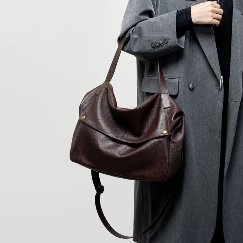 Women's Minimalist Cowhide Leather Shoulder Crossbody Bag
