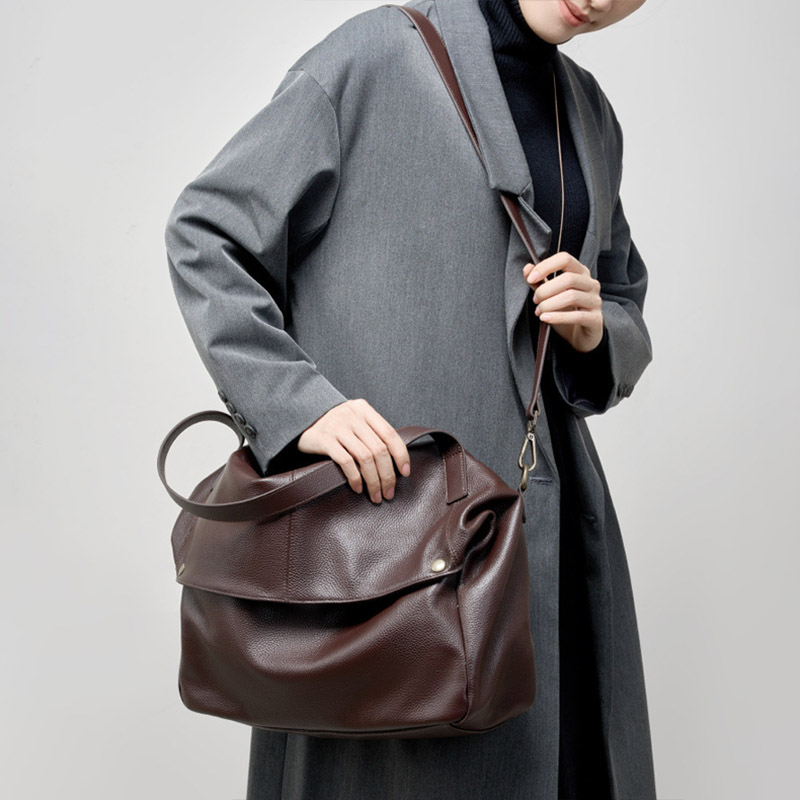 Women's Minimalist Cowhide Leather Shoulder Crossbody Bag