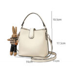 Women's Minimalist Full-Grain Leather Crossbody Shoulder Strap Bucket Handbag With Buckle Closure