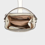 Women's Minimalist Full-Grain Leather Crossbody Shoulder Strap Bucket Handbag With Buckle Closure