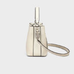 Women's Minimalist Full-Grain Leather Crossbody Shoulder Strap Bucket Handbag With Buckle Closure