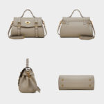Sac à main en cuir de grain supérieur tressé pour femmes, avec bandoulière et quincaillerie dorée