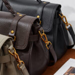Sac à main en cuir de grain supérieur tressé pour femmes, avec bandoulière et quincaillerie dorée