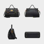 Sac à main en cuir de grain supérieur tressé pour femmes, avec bandoulière et quincaillerie dorée