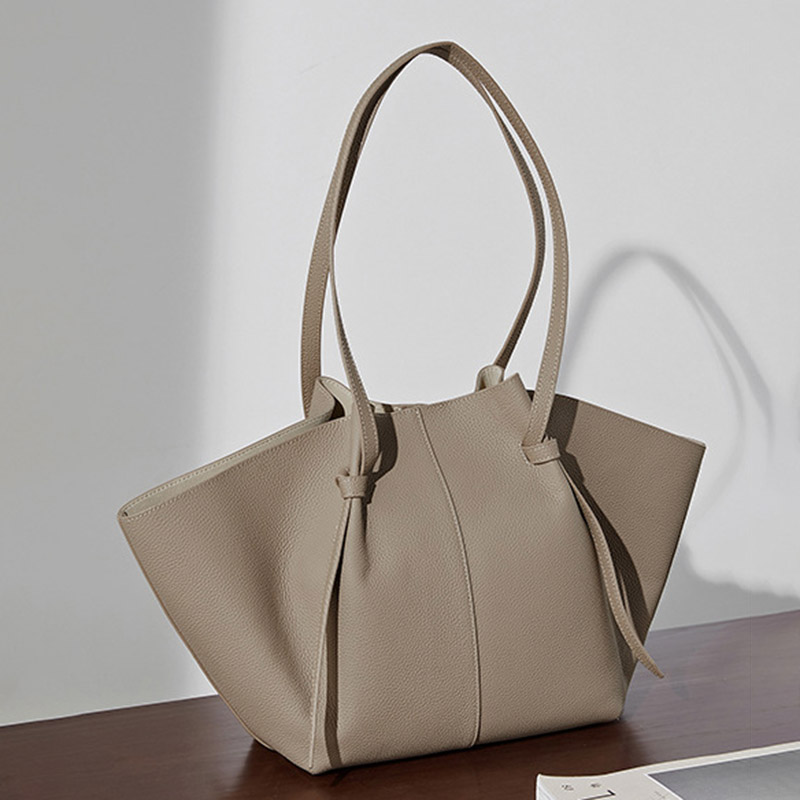 Women's Minimalist Top-Grain Leather Wing-Shaped Shoulder Tote Bags