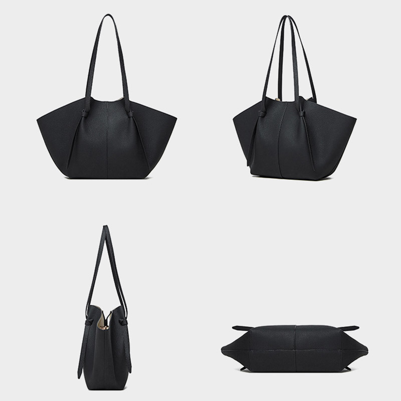 Women's Minimalist Top-Grain Leather Wing-Shaped Shoulder Tote Bags