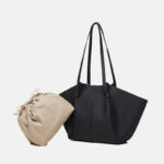 Women's Minimalist Top-Grain Leather Wing-Shaped Shoulder Tote Bags