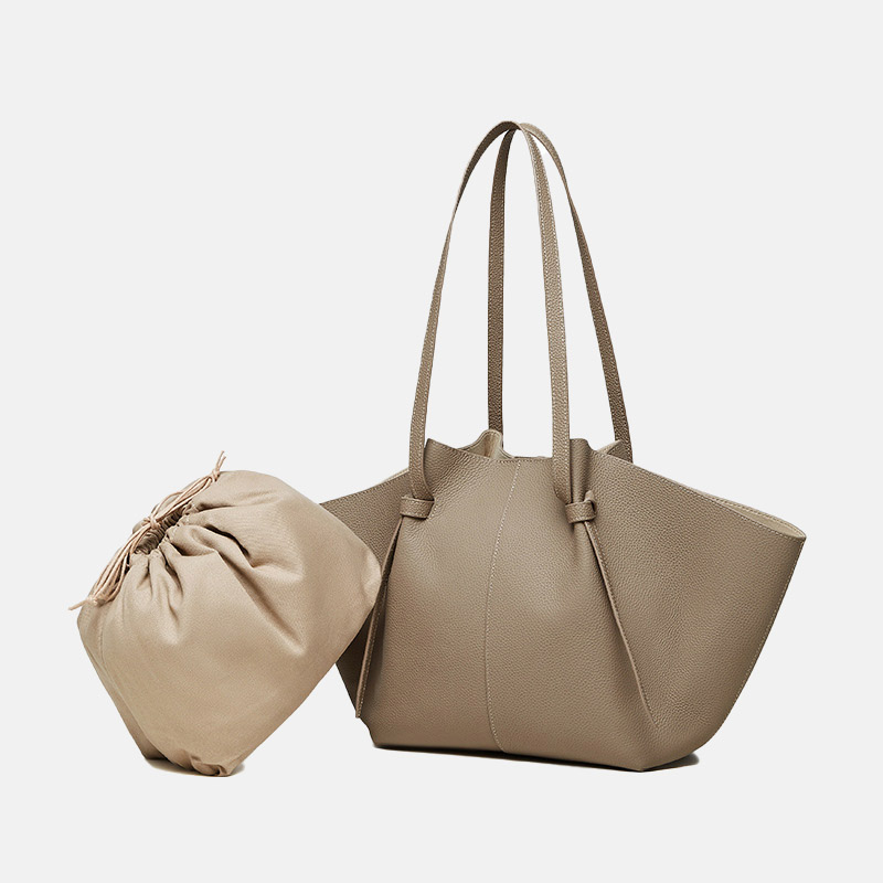 Women's Minimalist Top-Grain Leather Wing-Shaped Shoulder Tote Bags