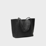 Minimalistische Damen gewebte geteilte Leder Umhängetaschen In Schwarz