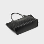 Minimalistische Damen gewebte geteilte Leder Umhängetaschen In Schwarz