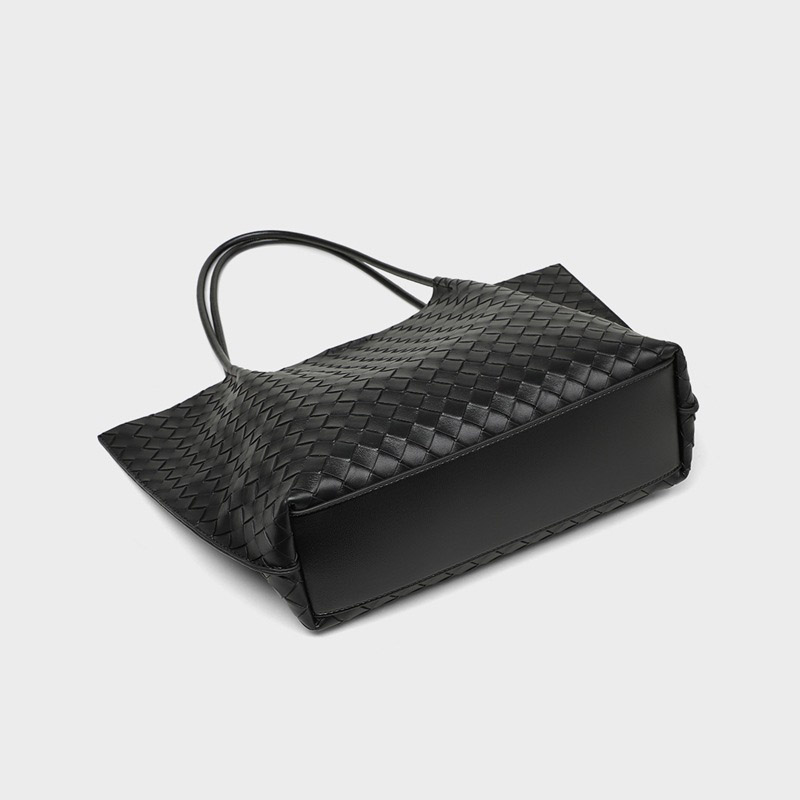 Minimalistische Damen gewebte geteilte Leder Umhängetaschen In Schwarz