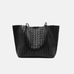 Minimalistische Damen gewebte geteilte Leder Umhängetaschen In Schwarz