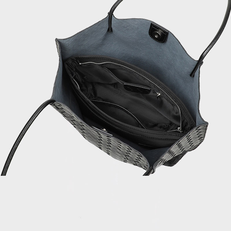 Minimalistische Damen gewebte geteilte Leder Umhängetaschen In Schwarz