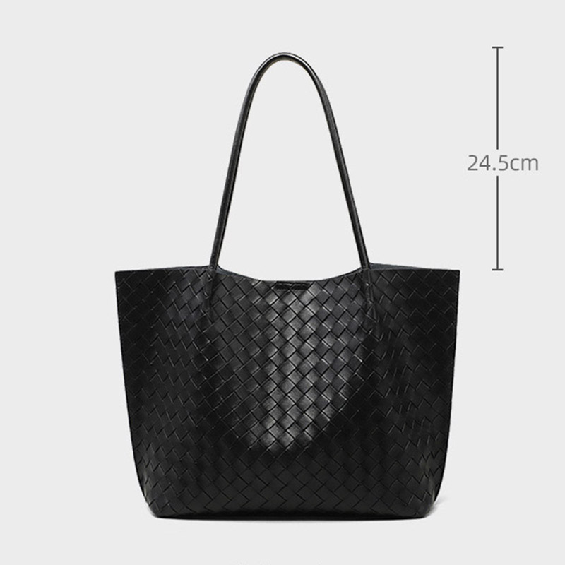 Minimalistische Damen gewebte geteilte Leder Umhängetaschen In Schwarz