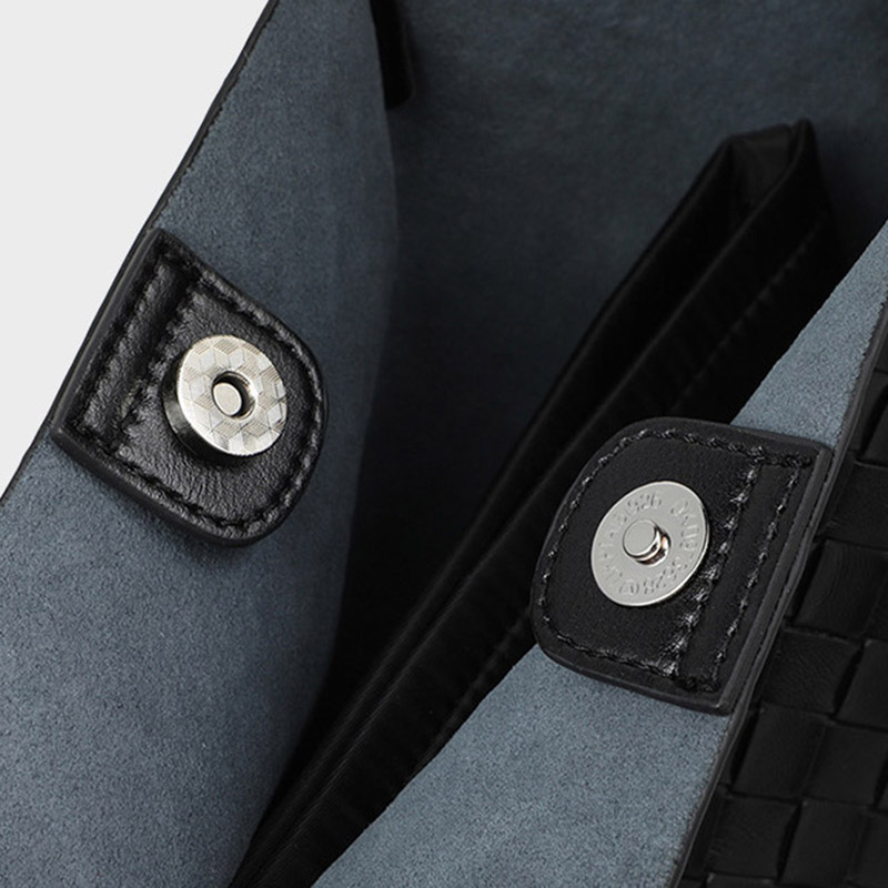 Minimalistische Damen gewebte geteilte Leder Umhängetaschen In Schwarz