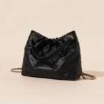 Women's Quilted Top Grain Leather Chain Shoulder Strap Bucket Handbags