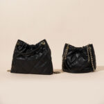 Women's Quilted Top Grain Leather Chain Shoulder Strap Bucket Handbags