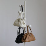 Sac à main à bandoulière en cuir de grain supérieur en forme de coquillage avec fermeture verrouillée pour femmes